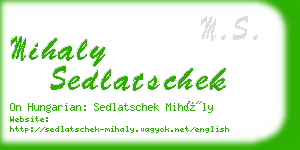 mihaly sedlatschek business card